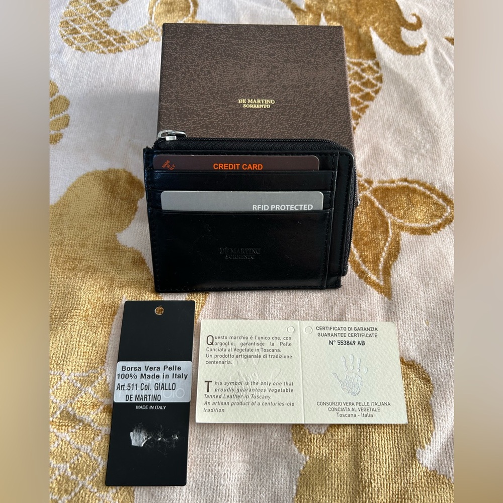 De Martino Sorrento 🇮🇹 Buffalo Leather Credit Card Holder Wallet - Black